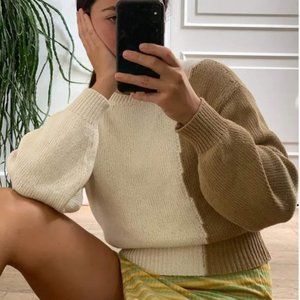 Excellent Condition PALOMA WOOL Cream/Tan Crewneck Sweater, S
